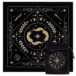CREATCABIN 1Pc Square Velvet Tarot Tablecloth for Divination, Tarot Card Pad, Pendulum Tablecloth, and 1Pc Cloth Packing Pouches Drawstring Bags, Fox Pattern, 495x490x0.5mm