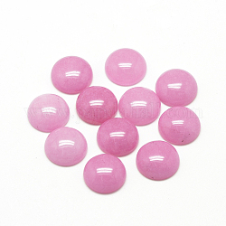 Natürliche weiße Jade Cabochons, gefärbt, halbrund / Dome, neon rosa , 10x4~5 mm