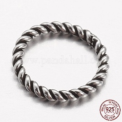925 anillos redondos de plata de ley tailandesa, anillos de salto soldados, anillos de salto cerradas, plata antigua, 6.5x0.8mm