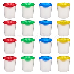 子供のこぼれないプラスチックペイントカップ  色付き蓋付き  清掃用  ミックスカラー  7.1x7.4cm  4色  5個/カラー  20個/セット