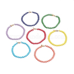 7pcs ensemble de bracelets de cheville en perles de graines de rocailles japonaises 7 couleurs, bijoux en fil enroulé pour femmes, couleur mixte, 9-1/2 pouce (24 cm)