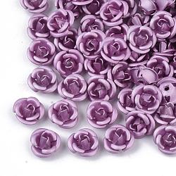Perline di alluminio, smerigliato, placcato di lunga durata, 3 fiore -petal, viola, 8~8.5x5mm, Foro: 1 mm