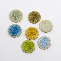 Flat Round Handmade Crackle Porcelain Cabochons, Colorful, 20x4mm
