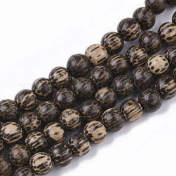Fili di perline in legno di bodhi non colorato e naturale, cerato, tondo, sella marrone, 9x8mm, Foro: 2 mm, circa 102pcs/filo, 31.89 pollice