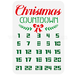 Fingerinspire Weihnachts-Countdown-Schablone, 11.7x8.3,1~25 cm, Weihnachten, Urlaub, Advent, Schablonen, Kunststoff, [2] Zahlen, Schleifenzweige, Muster, Vorlage, wiederverwendbare Schablonen für Heimwerkerarbeiten, Heimdekoration