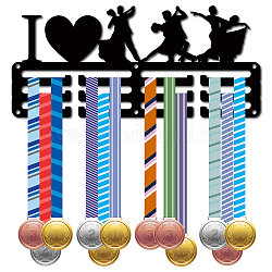 Estante de pared de exhibición de soporte de suspensión de medalla de hierro de tema deportivo, 3 línea, con tornillos, baile, Deportes, 130x290mm, agujero: 5 mm