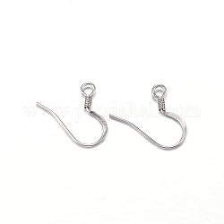304 Stainless Steel French Earring Hooks, Flat Earring Hooks, Ear Wire, with Horizontal Loop, Stainless Steel Color, 14x17x2mm, Hole: 2mm, 21 Gauge, Pin: 0.7mm