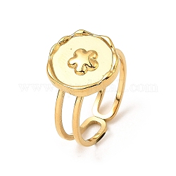 304 fornituras de anillo de puño abierto de acero inoxidable, configuración del anillo de la copa del bisel, plano y redondo con estrella, real 18k chapado en oro, nosotros tamaño 6 1/2 (16.9 mm)