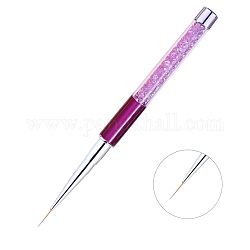 Ручки рисования линии искусства ногтя, с пластиковой ручкой и стразами внутри, фиолетовые, 140x10 мм
