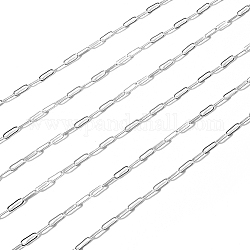 Латунные скрепки, тянутые удлиненные кабельные цепи, пайки, с катушкой, долговечный, серебряные, 7.5x3x0.5 мм, около 32.81 фута (10 м) / рулон