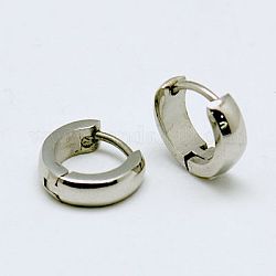 Fashion 304 Stainless Steel Huggie Hoop Earrings, Hypoallergenic Earrings, Thick Hoop Earrings, Stainless Steel Color, 8.5x9x2.5mm, Pin: 0.5mm