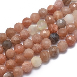 Brins de perles naturelles multi-pierre de lune, facette, ronde, 10mm, Trou: 1.2mm, Environ 40 pcs/chapelet, 15.7 pouce (40 cm)