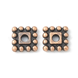 Tibetan Style Spacer Beads, Cadmium Free & Nickel Free & Lead Free, Square, Red Copper, 7x7x2mm, Hole: 2mm