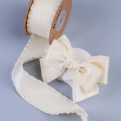 Nastri arruffati in poliestere da 10 metro, per fiocco, ornamento dell'abbigliamento, bianco floreale, 1 pollice (25 mm)