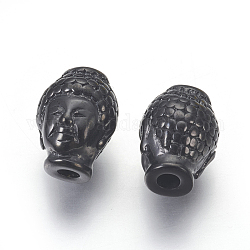 304 Stainless Steel Beads, Buddha's Head, Gunmetal, 10x13x9mm, Hole: 3mm