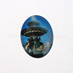 Foto Glas ovale Cabochons, europäischen Stil, Deep-Sky-blau, 18x13x4 mm