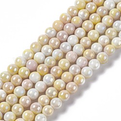 Chapelets de perles en verre électrolytique , de couleur plaquée ab , ronde, or, 8.5mm, Trou: 1.2mm, Environ 100 pcs/chapelet, 30.63 pouce (77.8 cm)