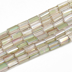 Chapelets de perles en verre électroplaqué, arc-en-ciel plaqué, cuboïde facettes, papayawhip, 4.5x2.5x2.5mm, Trou: 0.7mm, Environ 100 pcs/chapelet, 18.11 pouce