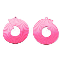 Spray lackierte Eisen Anhänger, runden Ring, neon rosa , 47x40x2.5 mm, Bohrung: 1.6 mm