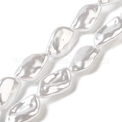 Hilos de cuentas de perlas de imitación de plástico abs, hoja, nieve, 20x11.5x5mm, agujero: 1.2 mm, aproximamente 60 pcs / cadena, 52.68 pulgada (133.8 cm)