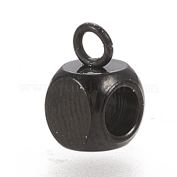304 bélière en tube inox, cautions en boucle, perles de caution cube, électrophorèse noir, 7.5x5x5mm, Trou: 1.6mm
