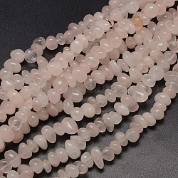 Nuggets Natural Rose Quartz Beads Strands, Tumbled Stone, 8~12x8~10x2~8mm, Hole: 1mm, about 50~80pcs/strand, 15~16 inch