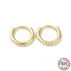 925 Huggie Creolen aus Sterlingsilber, runden Ring, echtes 18k vergoldet, 12x2 mm