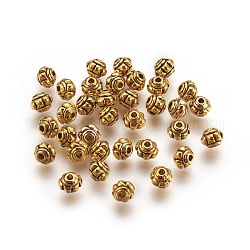 Tibetischen stil Abstandsperlen, Cadmiumfrei und Nickel frei und Bleifrei, Blume, Antik Golden, Größe: ca. 5mm Durchmesser, 4.3 mm dick, Bohrung: 1.2 mm