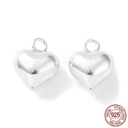 925 Sterling Silber Charme, Herz, Silber, 10x8x5 mm, Bohrung: 1.6 mm