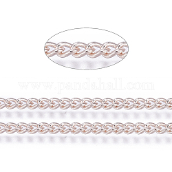 Brass Twisted Chains, Curb Chains, Unwelded, with Spool, Oval, Lead Free & Nickel Free & Cadmium Free, Rose Gold, 2.5x2x0.5mm, about 301.83 Feet(92m)/roll