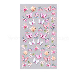 5D-Wasserzeichen-Slider-Gel-Nagelkunst, Schmetterlings- und Blumen-Nailart-Sticker-Aufkleber, für Nagelspitzen Dekorationen, Flamingo, 105x60 mm