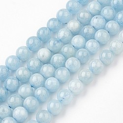 Acquamarina naturale fili di perle, tondo, 6~6.5mm, Foro: 0.5 mm, circa 66pcs/filo, 15.9 pollice (40.5 cm)
