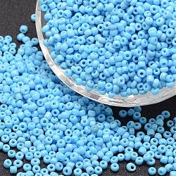 8/0 Glass Seed Beads, Grade A, Round, Opaque Colours, Deep Sky Blue, 2.8~3.2mm, Hole: 1.0mm, about 15000pcs/pound