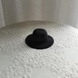ミニ布人形帽子ベース  ポリエステルロープ付  DIY 人形製作装飾アクセサリー用  ブラック  100x30mm