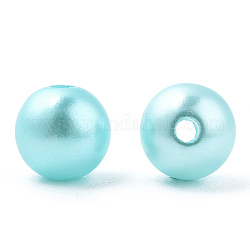 Perline di perle imitazione plastica abs verniciate a spruzzo, tondo, ciano, 8x9.5mm, Foro: 1.8 mm, circa 2080 pcs/500g