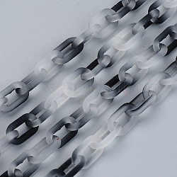 Chaînes de câble en acrylique transparent peint à la bombe, style de caoutchouc, pour chaîne de sac à bandoulière, gris clair, lien: 14x8x2.5 mm, 16.14 pouce (40 cm)/fil