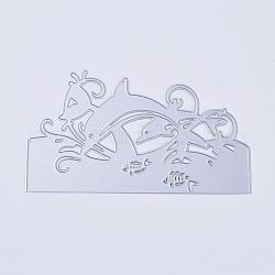 炭素鋼カッティングダイステンシル  DIYスクラップブッキング/フォトアルバム用  装飾的なエンボス印刷紙のカード  イルカ  マットプラチナカラー  83.5x147x0.8mm