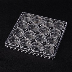 (Defective Outer Rectangle Box), Plastic Bead Containers, with 16pcs 10ml Small Bottles, Clear, 13.5x13.5x1.8cm