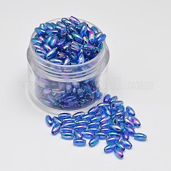 Perline acriliche trasparenti ecologiche placcate color riso placcato ab, blu fiordaliso, 6x3mm, Foro: 1 mm, circa 1770pcs/50g