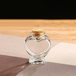 Botella de vidrio, deseando botella, con tapón de corcho, corazón, Claro, 6x8.1 cm, botella: 7.4 cm de alto, capacidad: 80ml (2.71fl. oz)