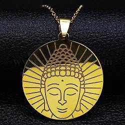 304 collane con ciondolo in acciaio inossidabile per donna uomo, statue buddiste, oro, 19.80 pollice (50.3 cm)