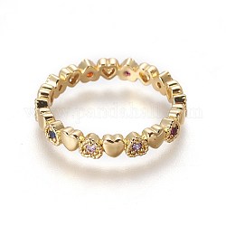 Zirkonia Ringe, mit Messing-Zubehör, Herz, echtes 18k vergoldet, uns Größe 7 1/4 (17.5mm)