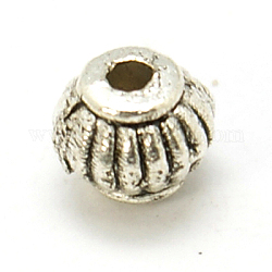 Разделители для бусин, тибетский стиль, рондель, античное серебро, 5x4 мм, отверстие : 1 мм