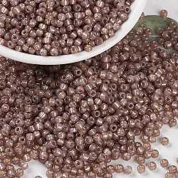 Miyuki runde Rocailles Perlen, japanische Saatperlen, 8/0, (rr641) gefärbter, mit Rosenbronze versilberter Alabaster, 8/0, 3 mm, Bohrung: 1 mm, ca. 2111~2277 Stk. / 50 g