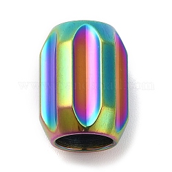 Placcatura ionica (ip) 304 perle europee smaltate in acciaio inossidabile, perline con foro grande, Perline scanalate, colonna, colore arcobaleno, 13x10mm, Foro: 6 mm