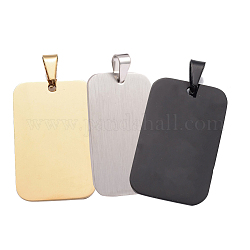Tag pendentifs rectangle, Pendentifs en 201 acier inoxydable, couleur mixte, 40x25x1.5mm, Trou: 4~5.5x8.5~10mm