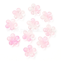 Cappucci di perline di vetro trasparente placcato, fiore a cinque petali, prugna, 22x22x8mm, Foro: 1.8 mm