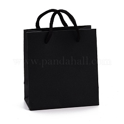 長方形の紙袋  ハンドル付き  ギフトバッグやショッピングバッグ用  ブラック  12x11x0.6cm