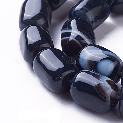 Naturali tinti perline agata fili, cuboide, nero, 14~18x10~11x10~11mm, Foro: 1.5 mm, circa 25pcs/filo, 15.1 pollice (38.5 cm)