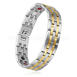 Bracelets de bande de montre de chaîne de panthère d'acier inoxydable de Shegrace, avec des fermoirs de bande de montre, or et acier inoxydable Couleur, 9 pouce (23 cm)